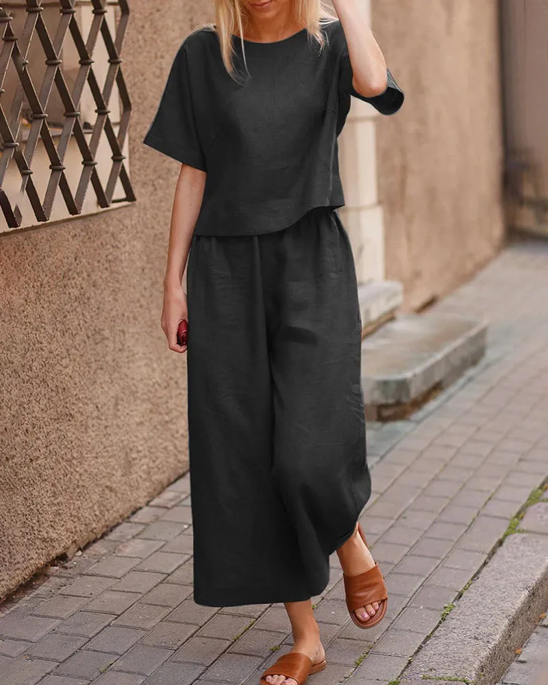 Pania® | Modern Two-Piece Set With A Flutter Top