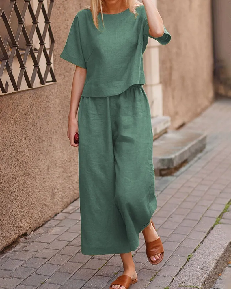 Pania® | Modern Two-Piece Set With A Flutter Top