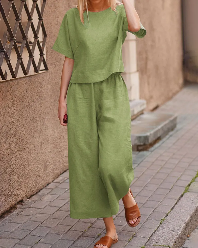 Pania® | Modern Two-Piece Set With A Flutter Top