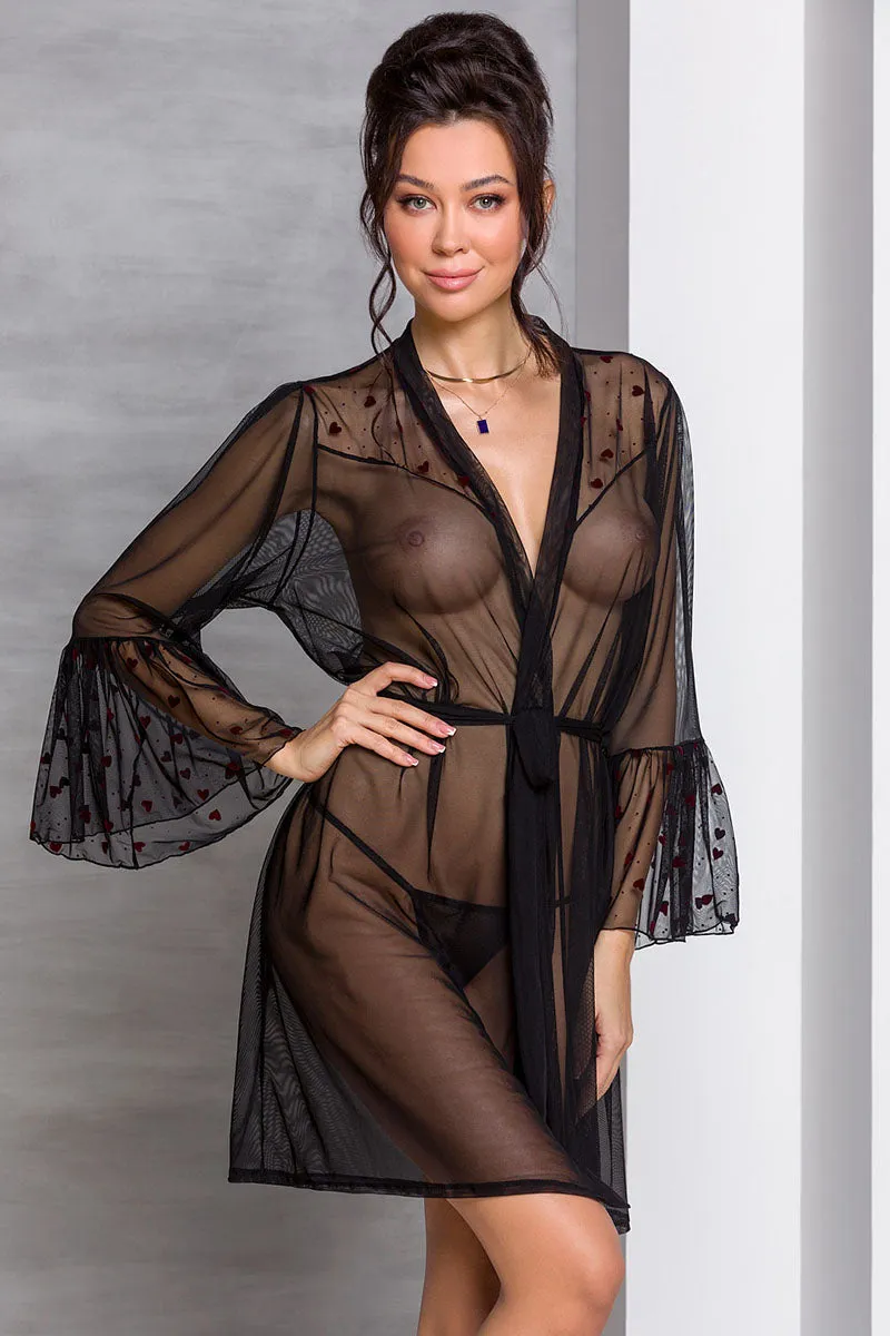 Passion Lovelia Penignoir Dressing Gown Black