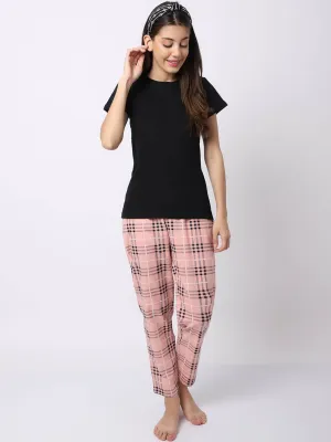 Peach Abstract Printed Cotton Night Suit for Women | S-XL | Claura