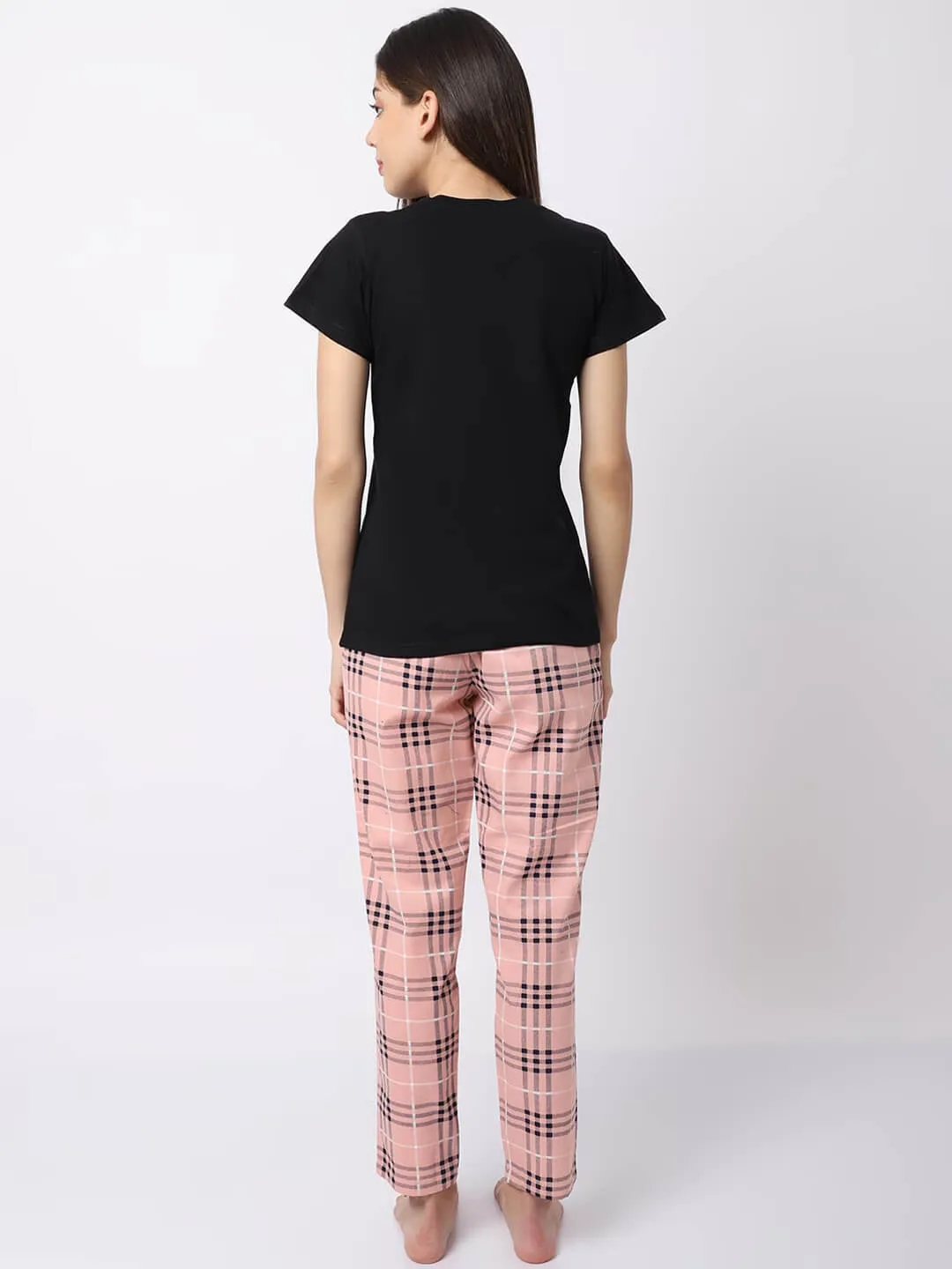Peach Abstract Printed Cotton Night Suit for Women | S-XL | Claura