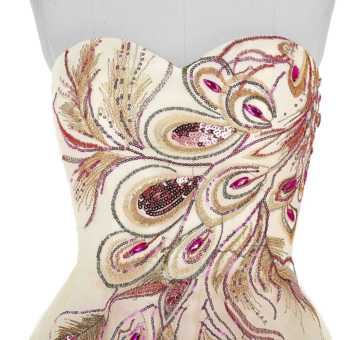 Peacock Embroidery Homecoming Dress