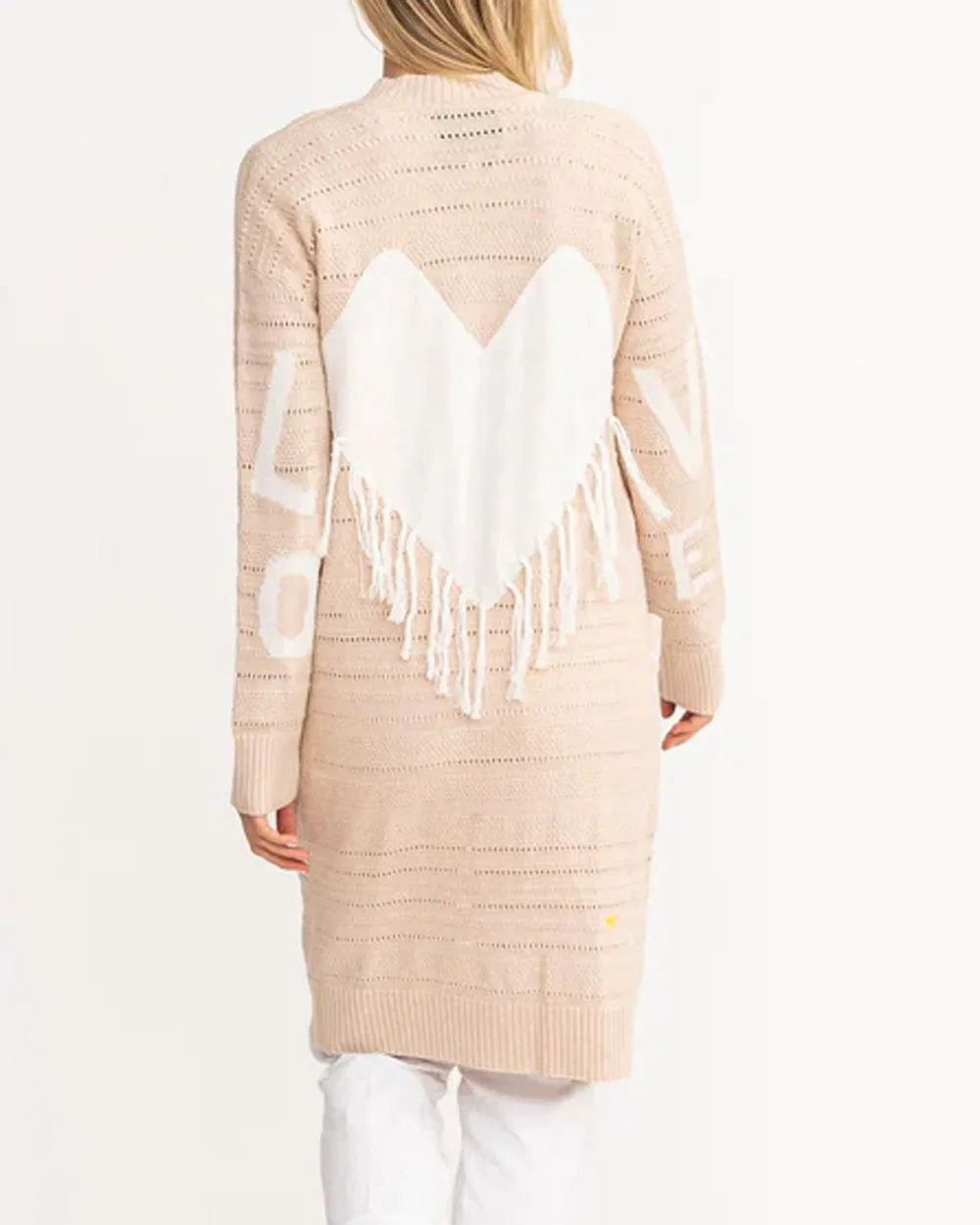 Pearl Lovey Heart Poppy Long Cardigan