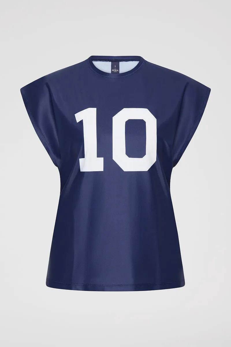 Perfect 10 Sleeveless Rashguard - Navy/White