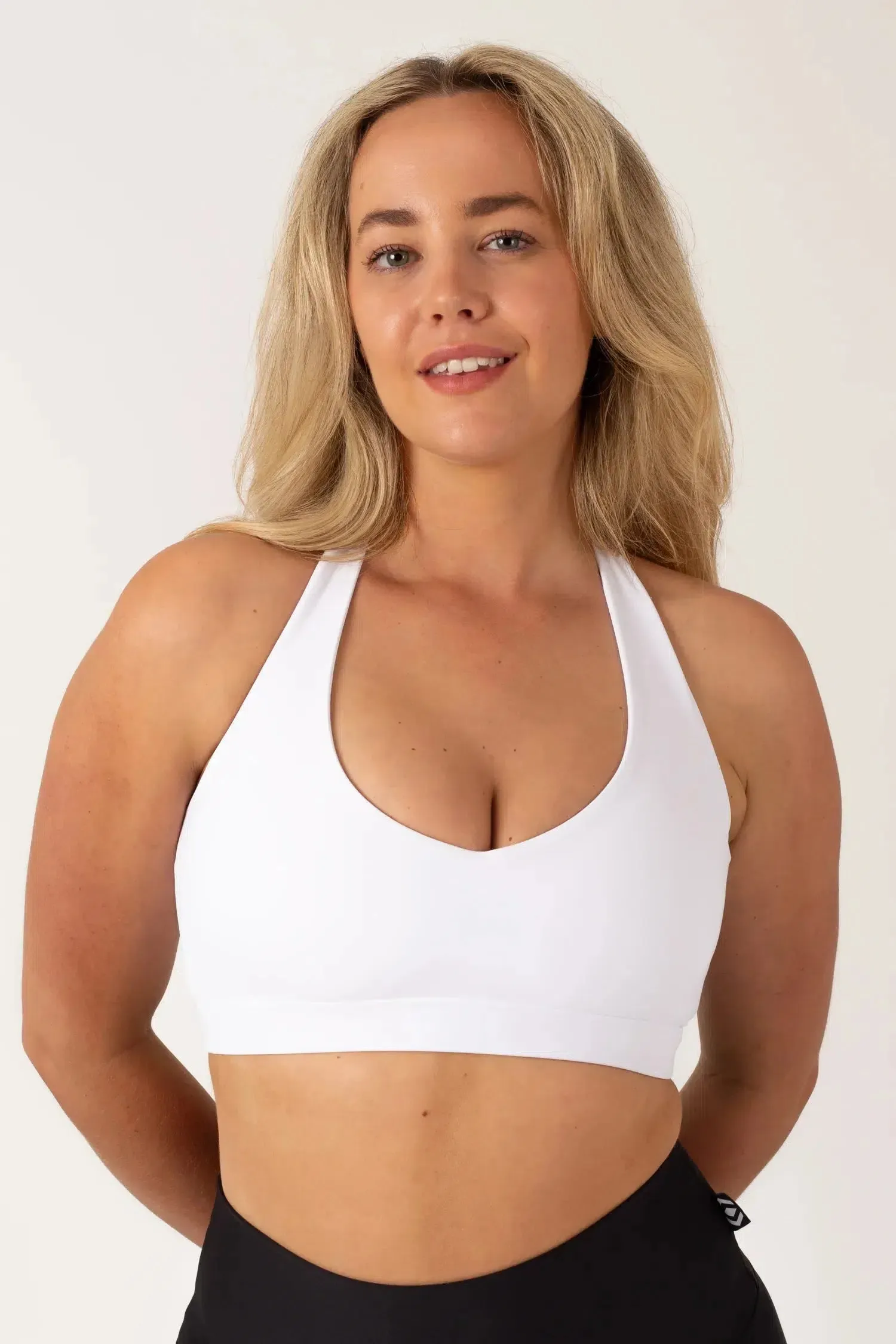 Performance Deep V Crop - White