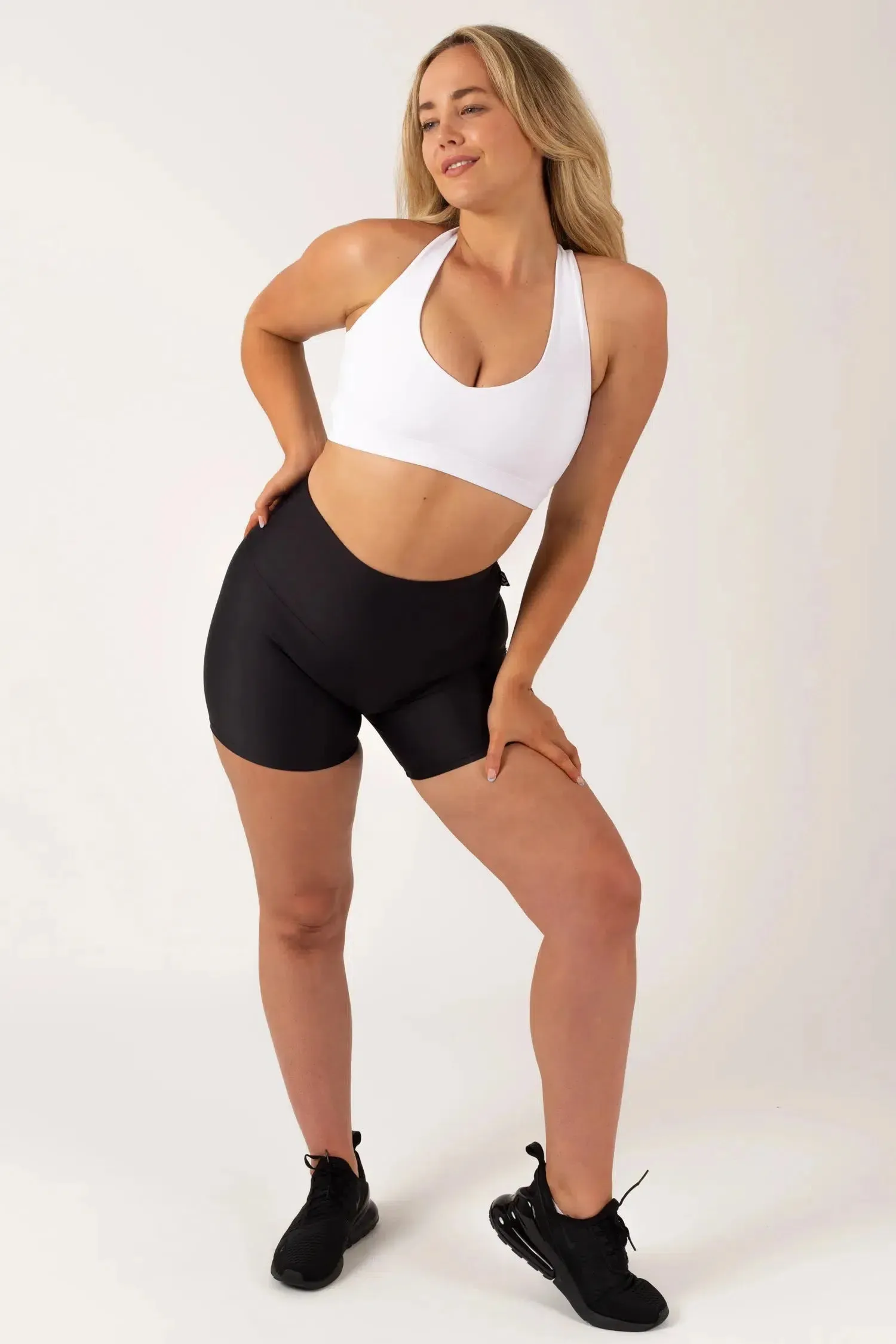 Performance Deep V Crop - White