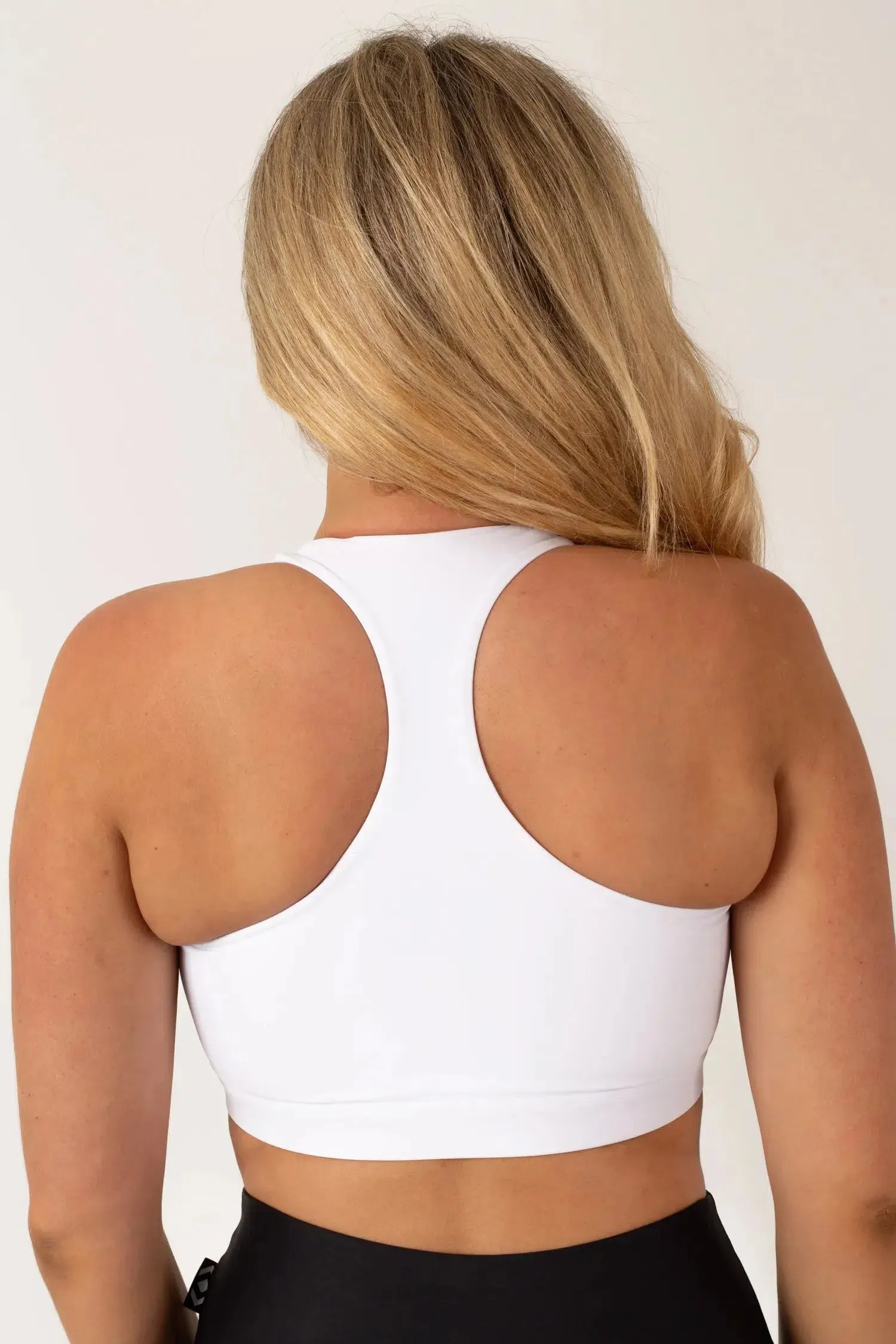 Performance Deep V Crop - White