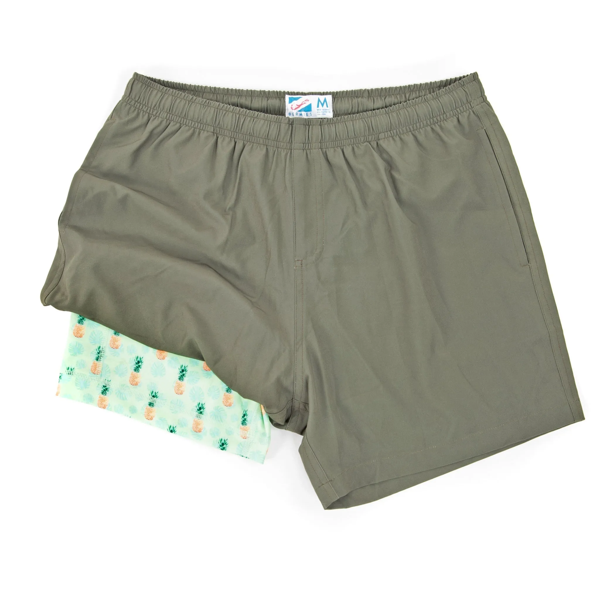 Performance Gym Short   Compression Liner - Green by Bermies Swimwear