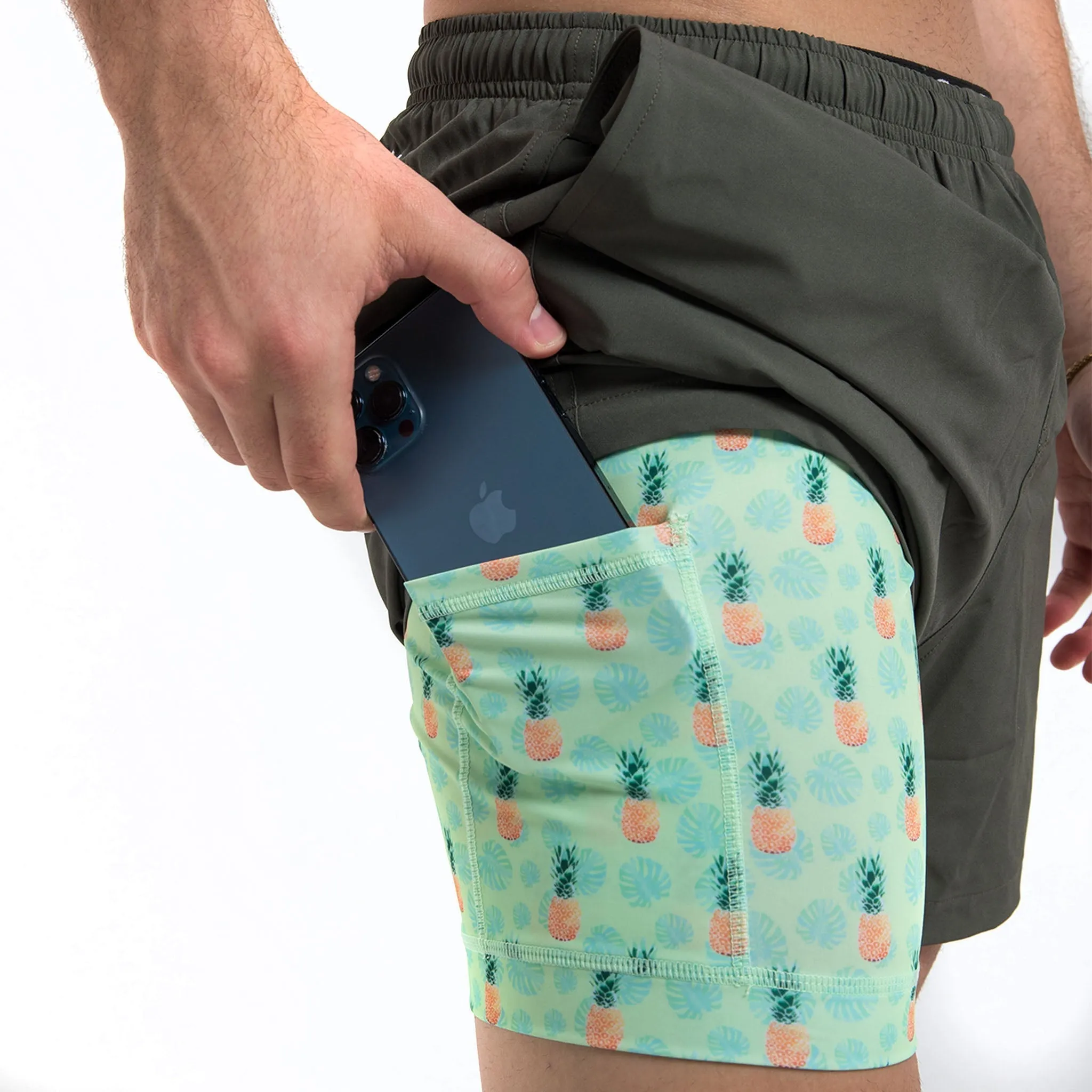 Performance Gym Short   Compression Liner - Green by Bermies Swimwear
