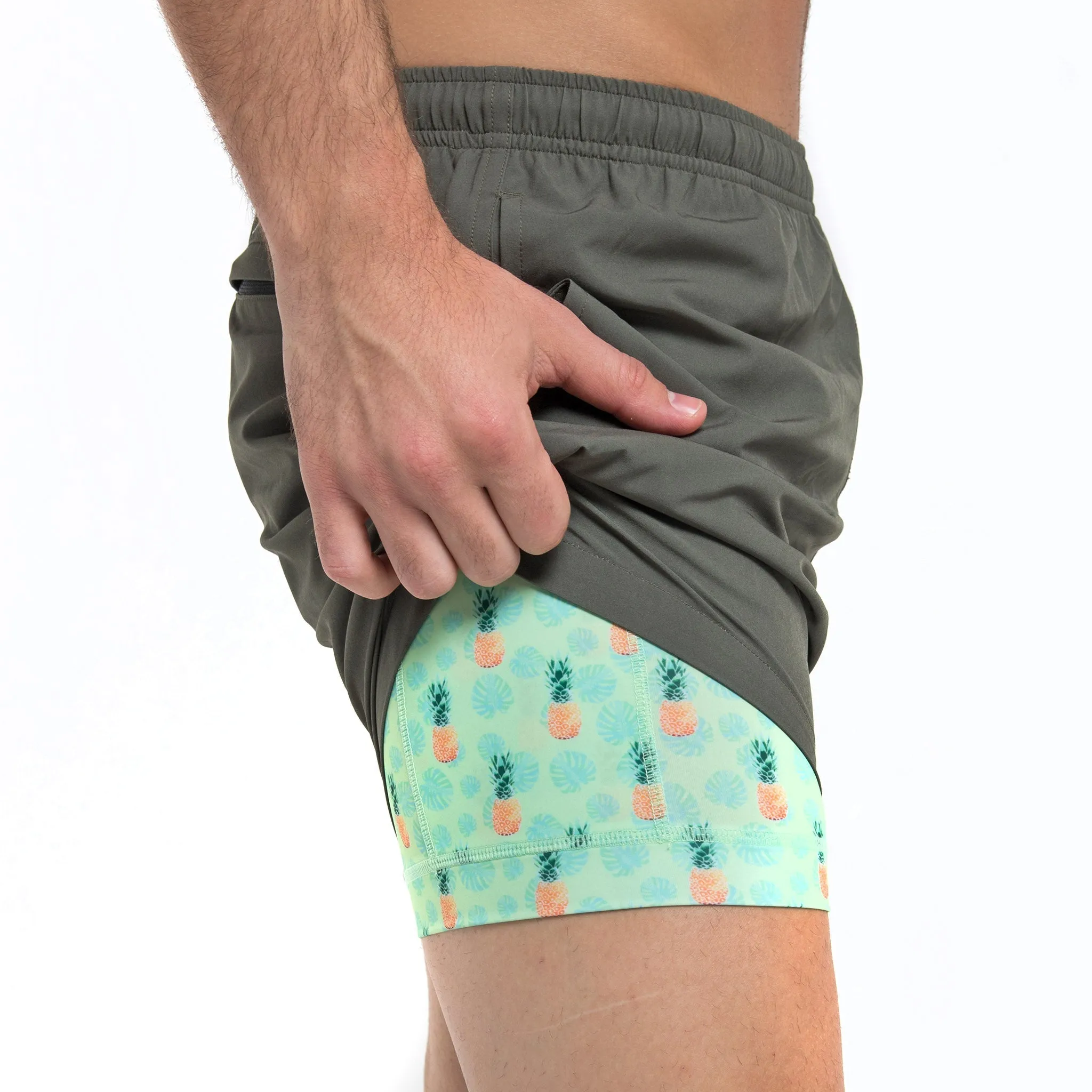 Performance Gym Short   Compression Liner - Green by Bermies Swimwear