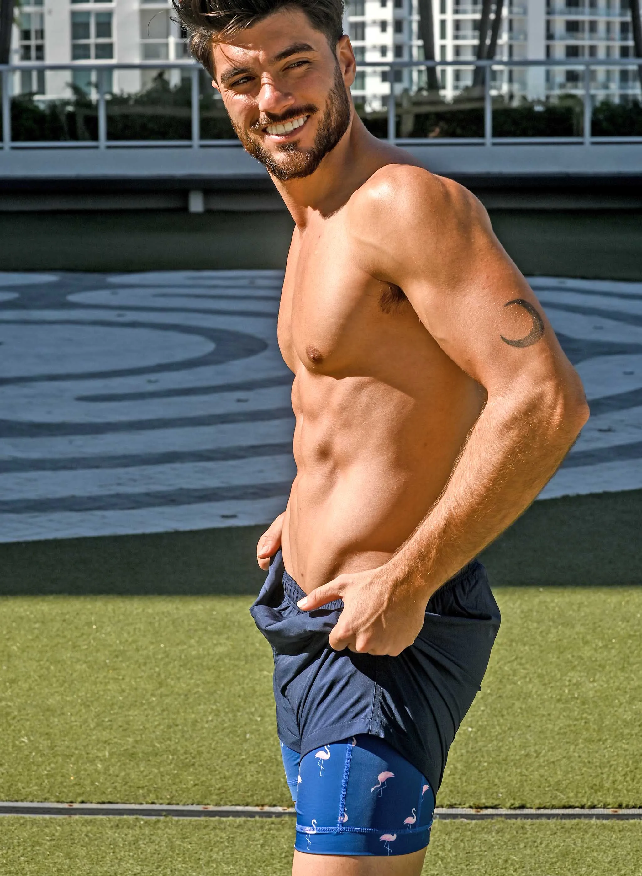 Performance Gym Short   Compression Liner - Navy by Bermies Swimwear