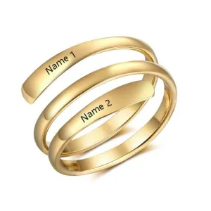 Personalized Stainless Steel Ring - Engrave Two Custom Name - Two Custom Color Adjustable Rings - Gift for Lovers