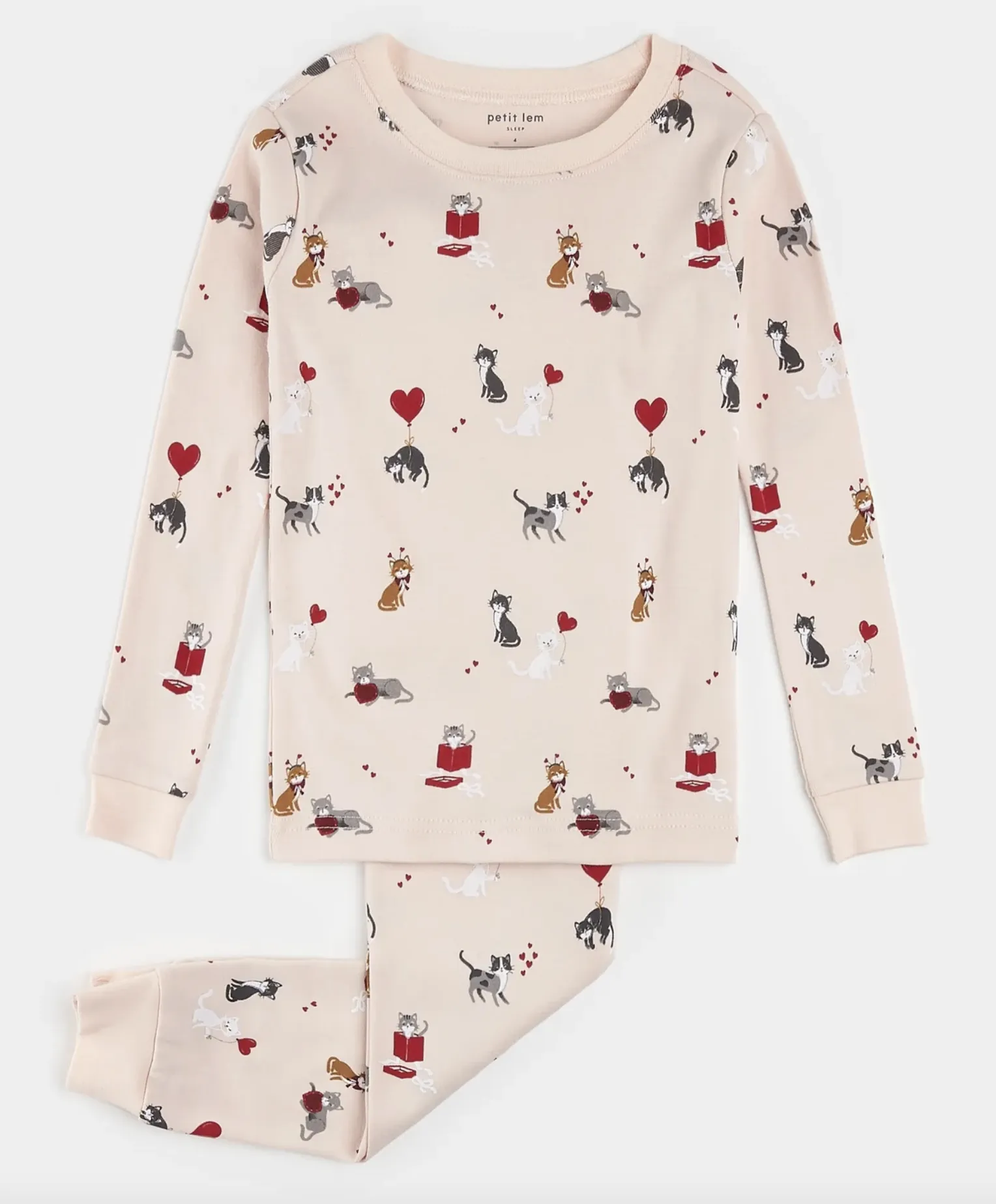 Petit Lem - Meowentine PJ Set - Silver Peony