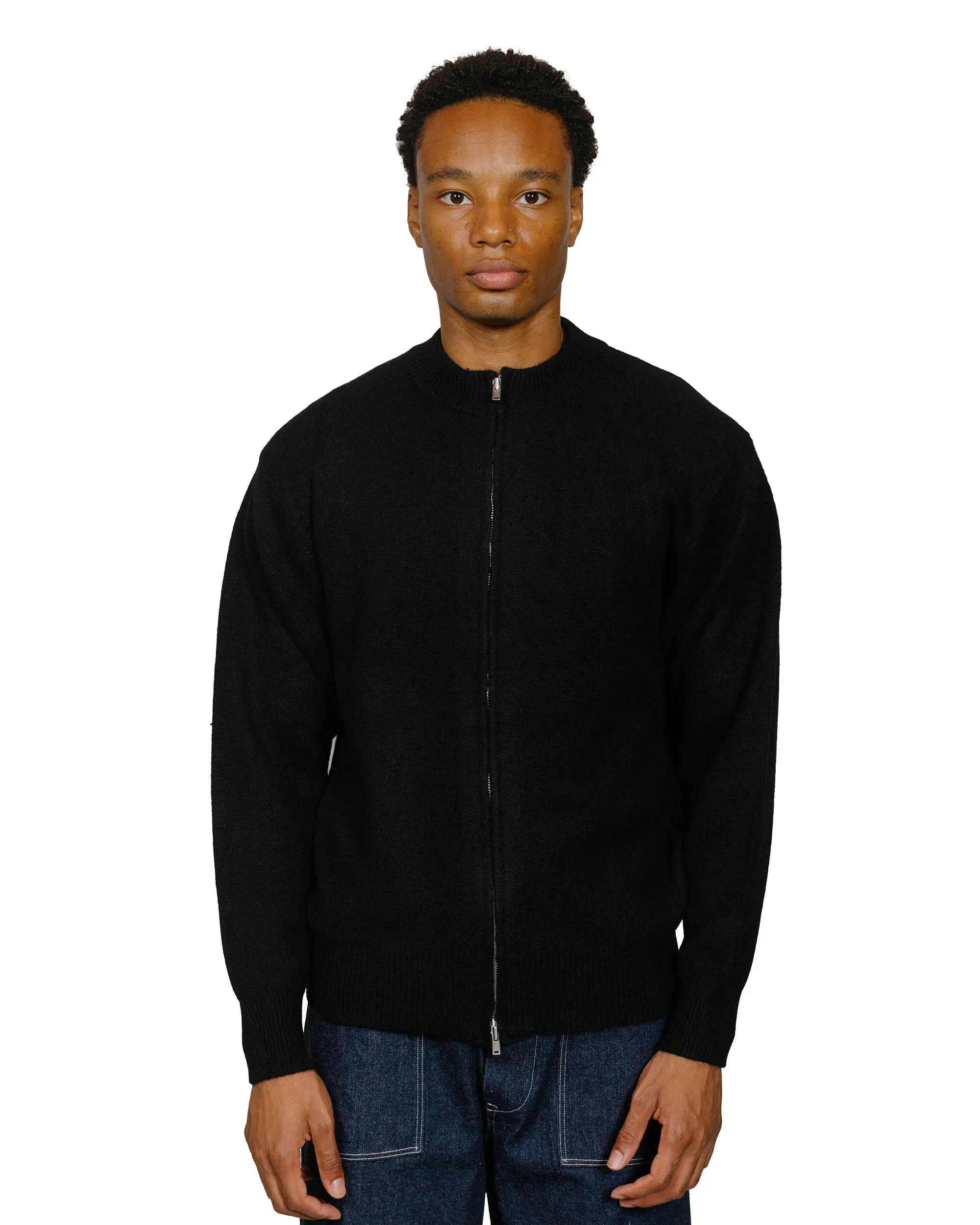 Phigvel Lady White Co. Cashmere Bottleneck Cardigan Black