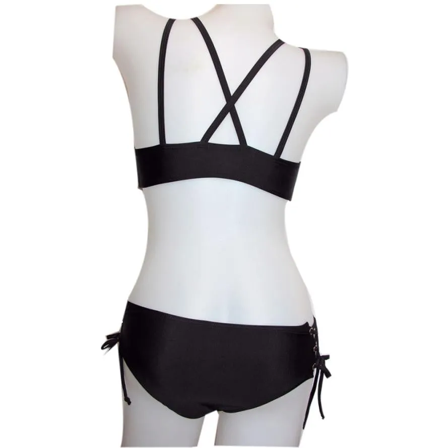 Philomena Black Lace Up Bikini