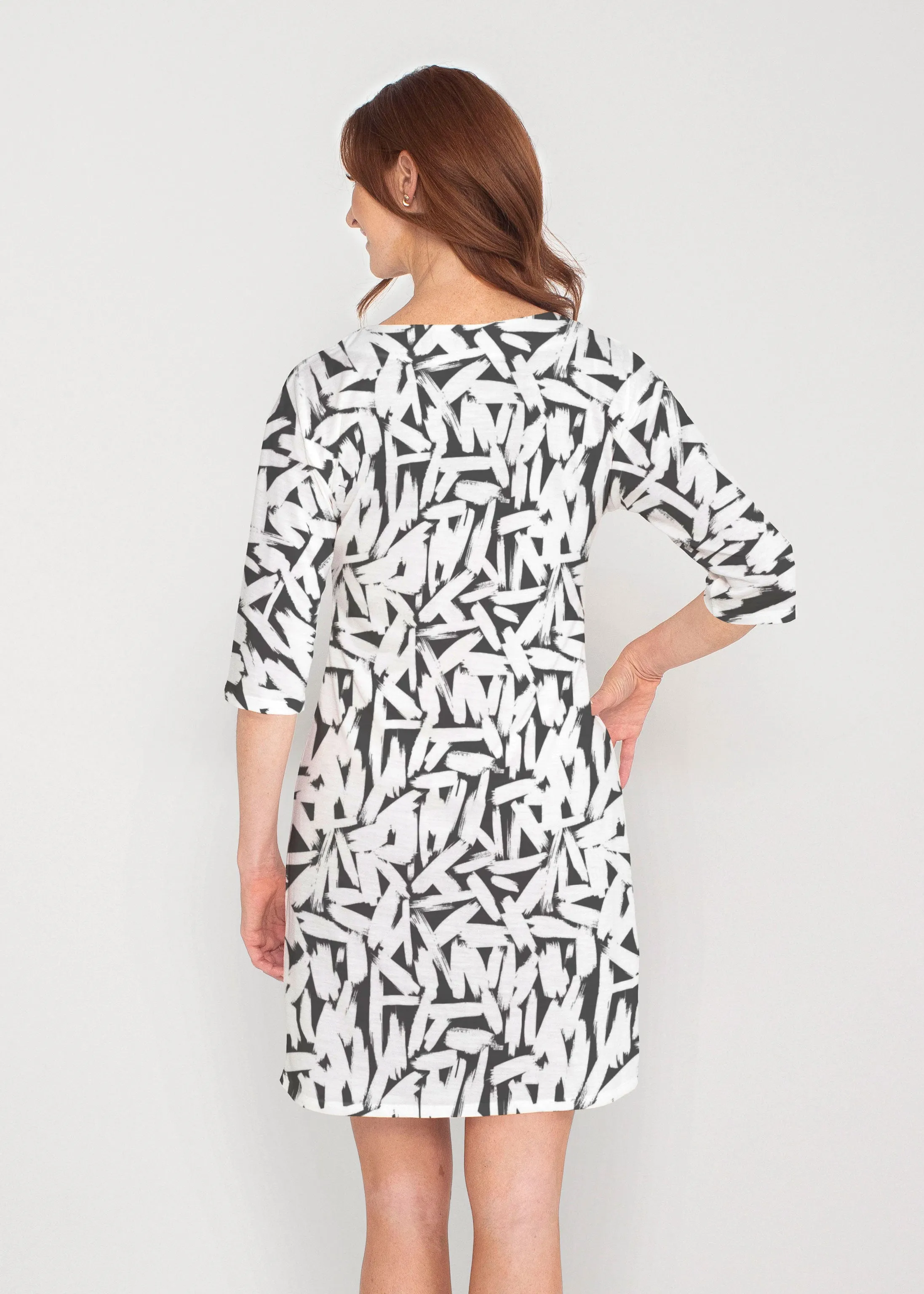 Pick Up Sticks (14300) ~ Drop Shoulder 3/4 Sleeve V-Neck Dress