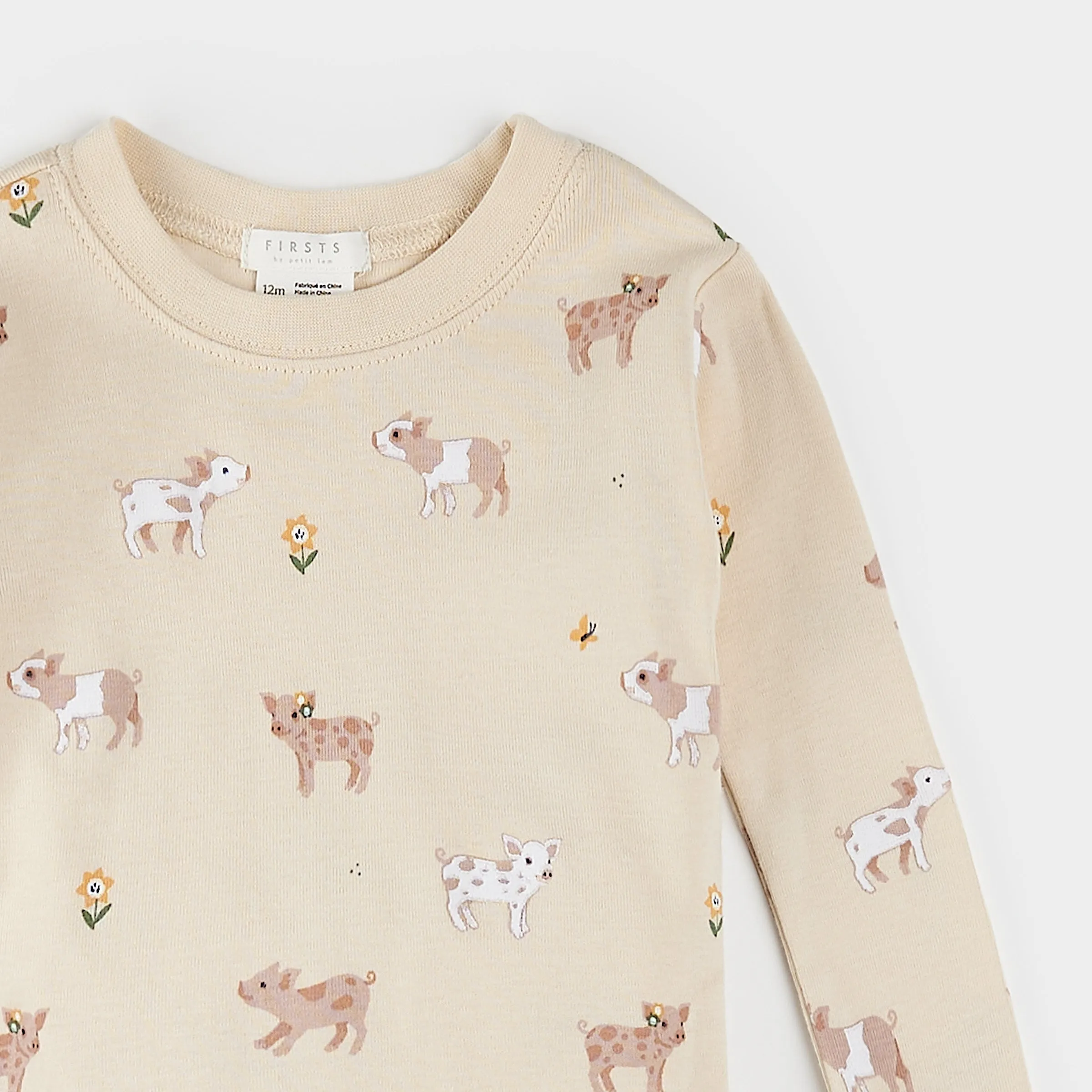 Piglets on Antique White Infant PJ Set