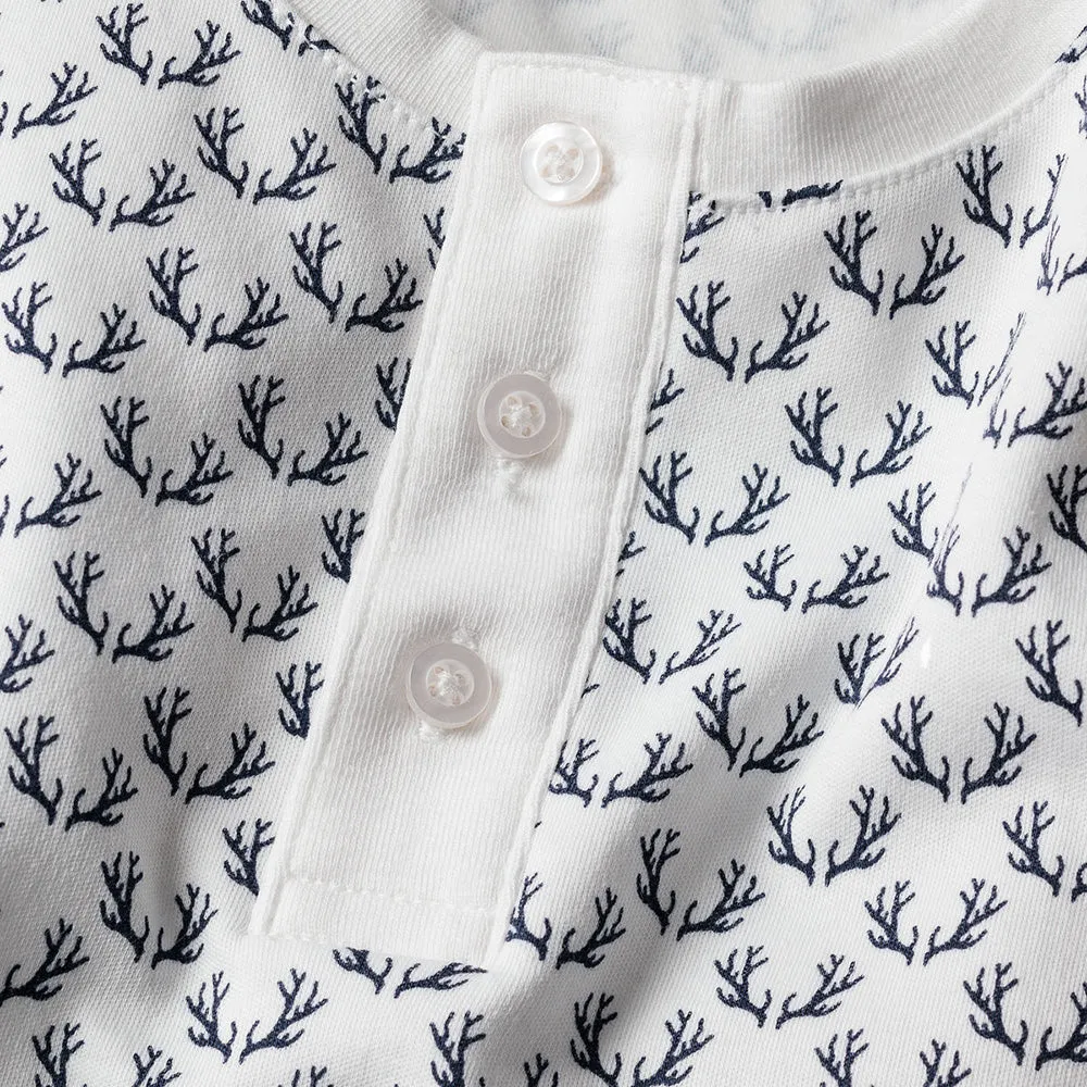 Pima Snug Fit Pyjama Set | Nordic Antlers on White