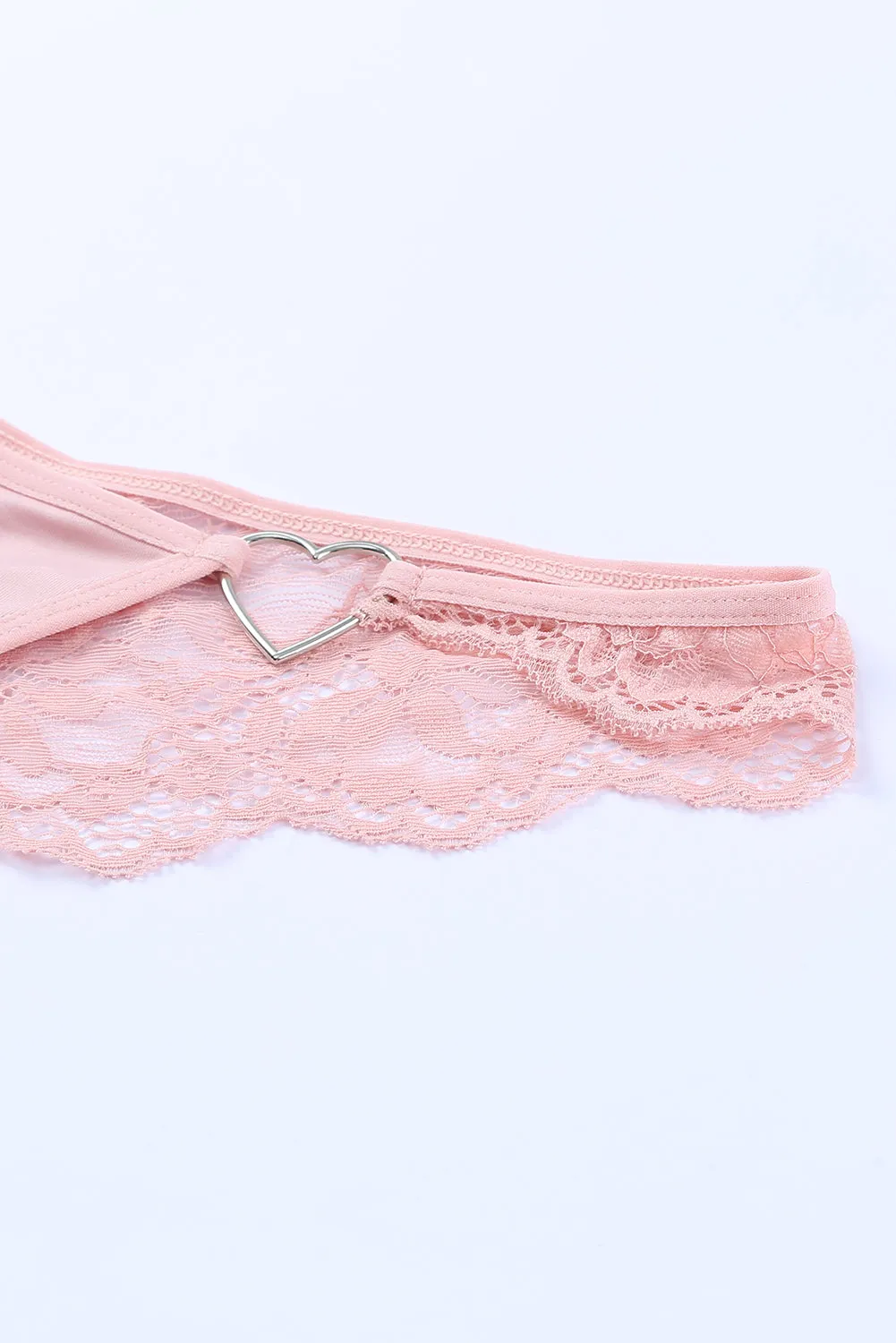 Pink 2Pcs Cutout Lace Bustier Lingerie Set
