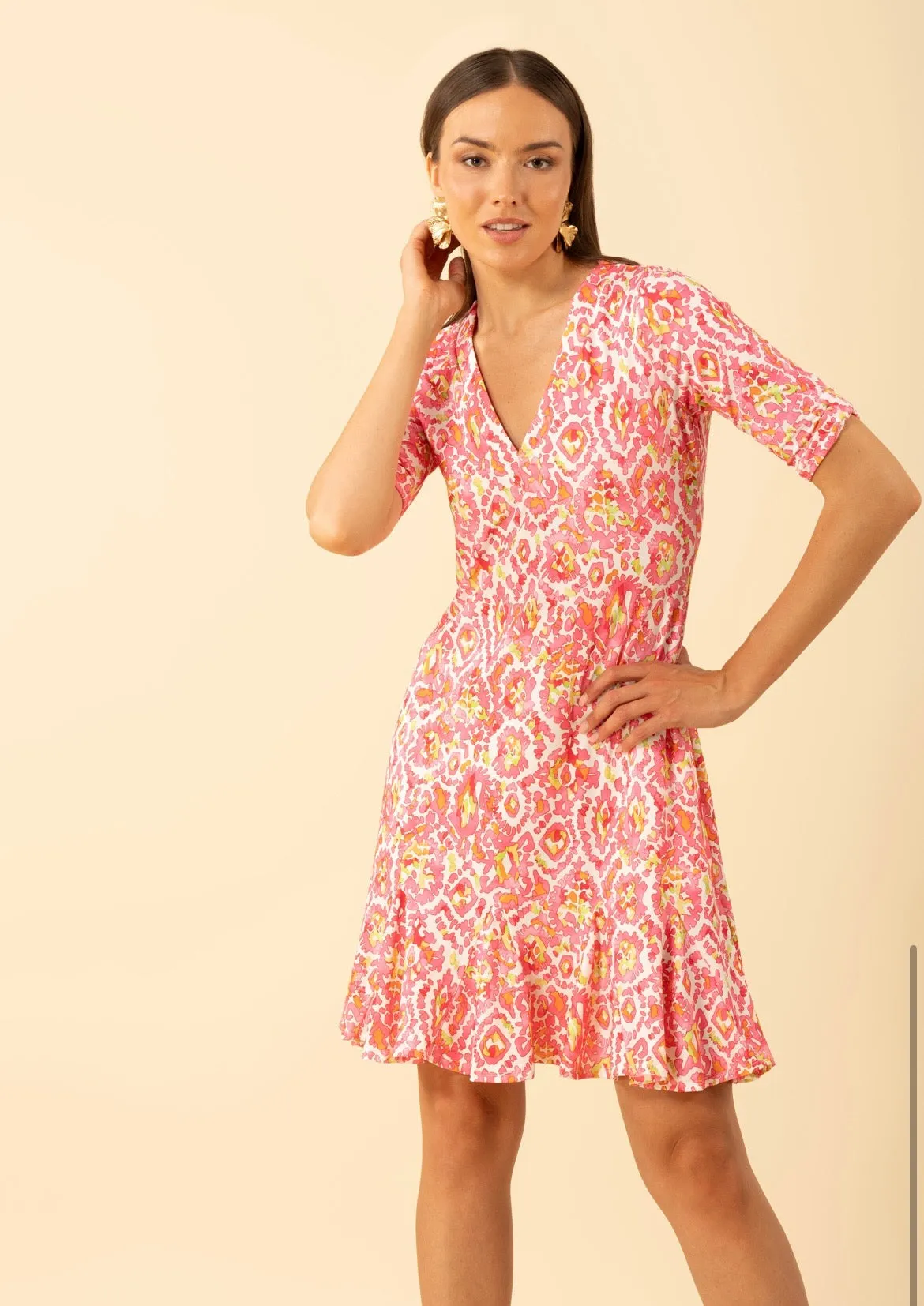 Pink Print Midi Dress