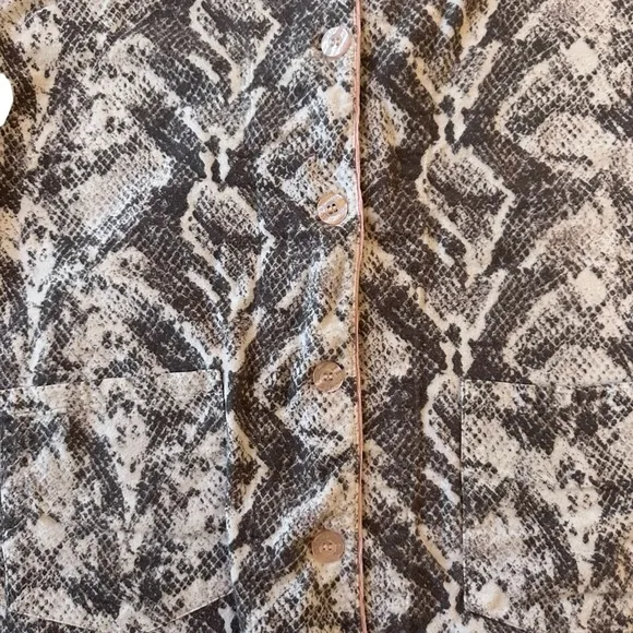 PJ Salvage Reptile Patterned Button-Up Long Sleeve Warm Flannel Pajamas, XS