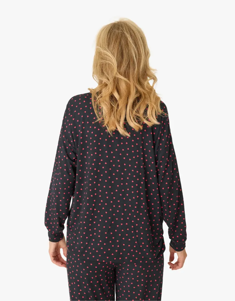 PJ Salvage Sweet Dreams Long Sleeve Top in Black