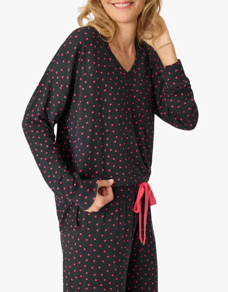 PJ Salvage Sweet Dreams Long Sleeve Top in Black