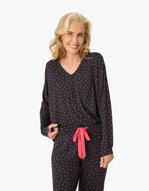 PJ Salvage Sweet Dreams Long Sleeve Top in Black