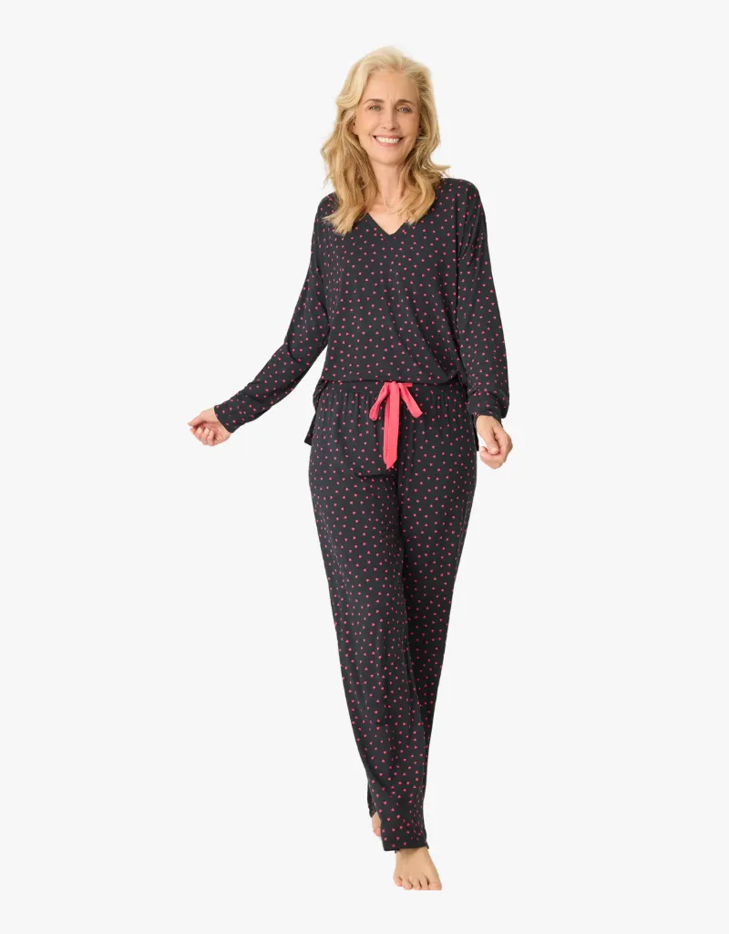 PJ Salvage Sweet Dreams Long Sleeve Top in Black
