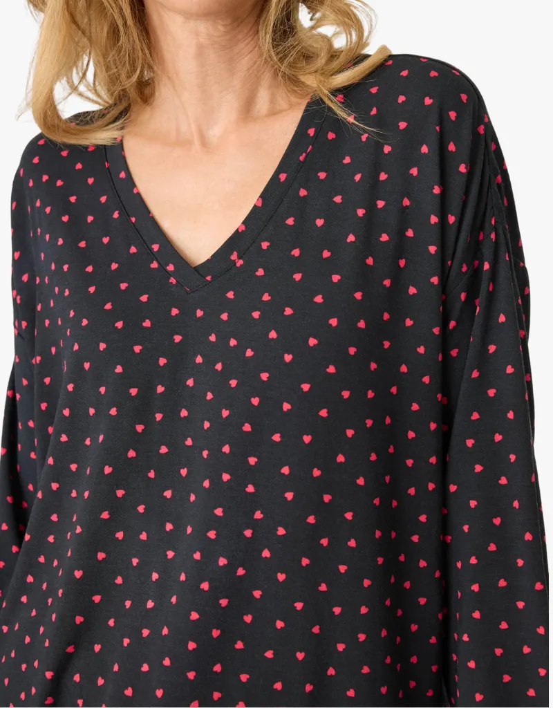 PJ Salvage Sweet Dreams Long Sleeve Top in Black