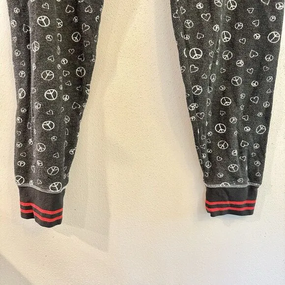 PJ SALVAGE Women's Thermal Knit Peace Long Sleeve Pajamas Set Pink Navy 1XL
