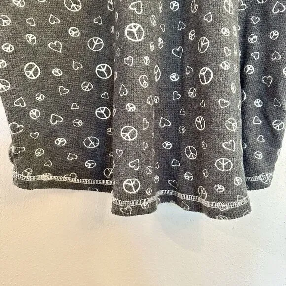 PJ SALVAGE Women's Thermal Knit Peace Long Sleeve Pajamas Set Pink Navy 1XL