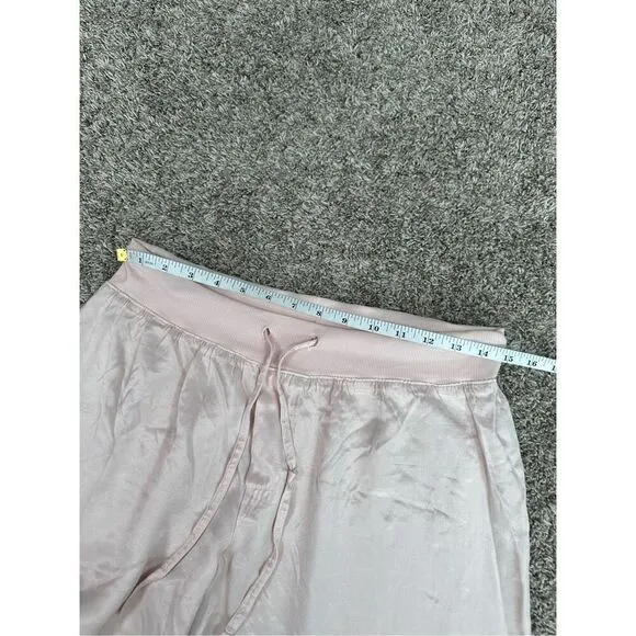 Pj Harlow Jolie Capri Pink Satin Wide Leg Drawstring Pajama Lounge Pants M