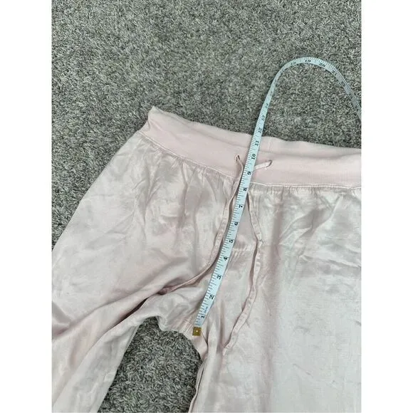 Pj Harlow Jolie Capri Pink Satin Wide Leg Drawstring Pajama Lounge Pants M