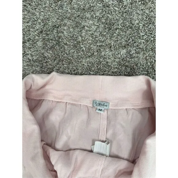 Pj Harlow Jolie Capri Pink Satin Wide Leg Drawstring Pajama Lounge Pants M