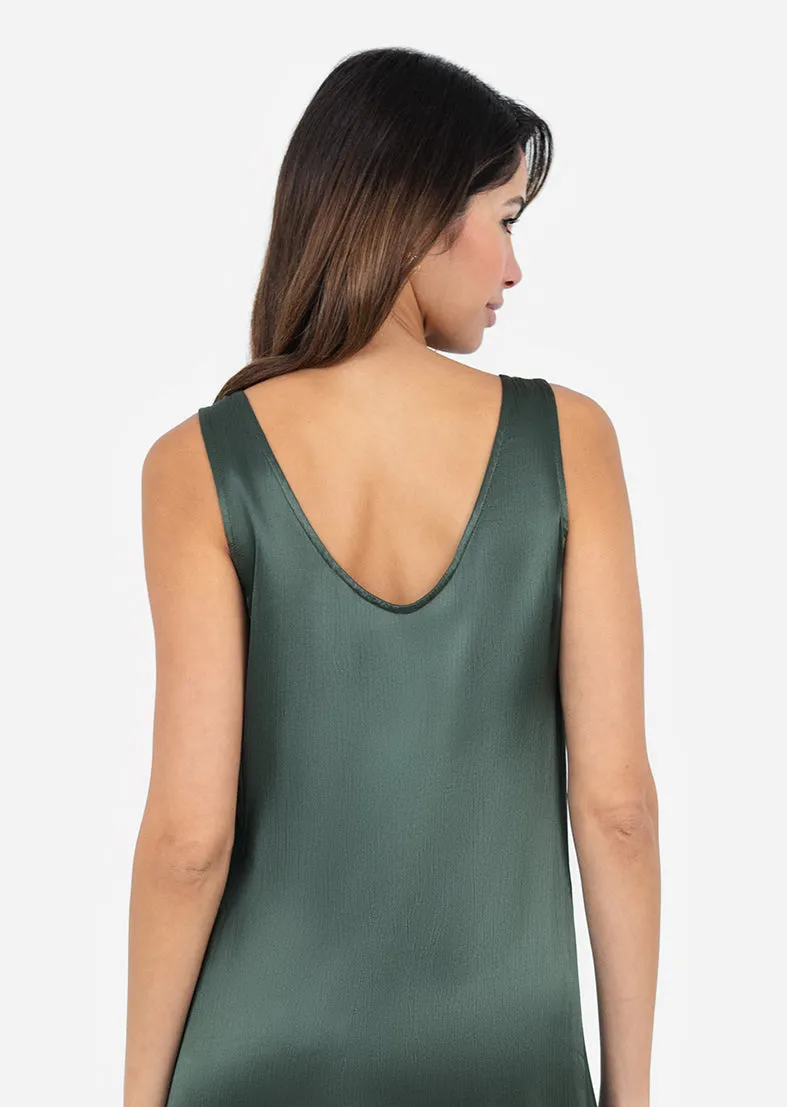 Plisse Midi Dress Ivy Green Shiny