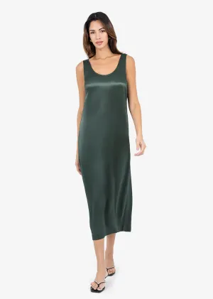 Plisse Midi Dress Ivy Green Shiny
