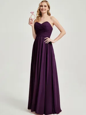Plum Convertible Halter Off-shoulder Chiffon Bridesmaid Dress Maxi