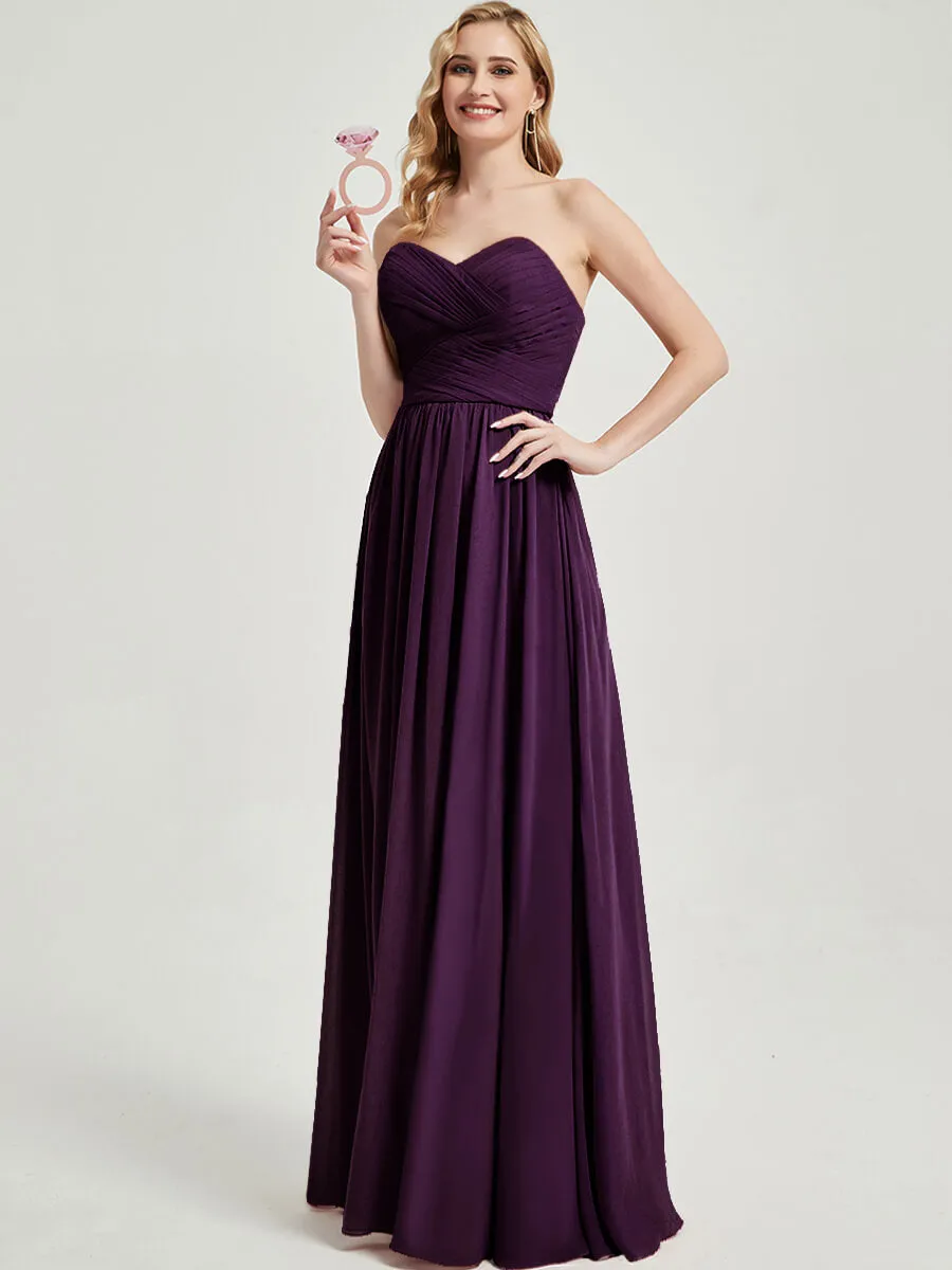 Plum Convertible Halter Off-shoulder Chiffon Bridesmaid Dress Maxi