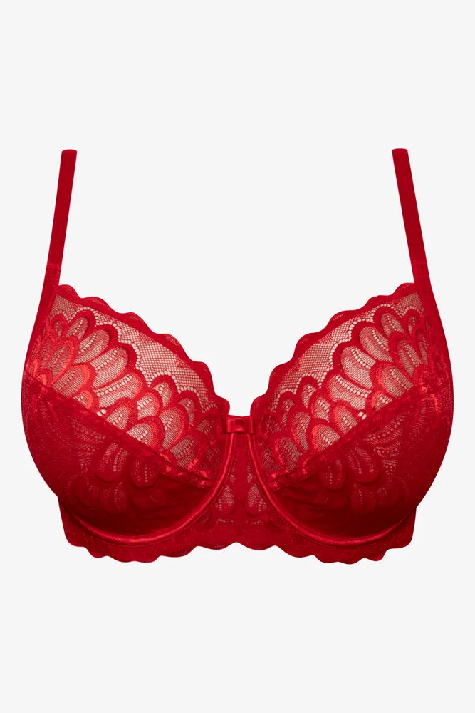 Plus size 2 Pack Lace Non Padded Underwire Bras Red And Black