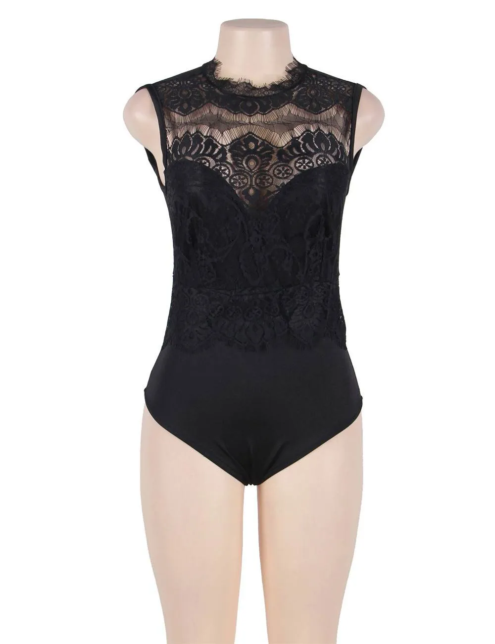Plus Size Egypt Floral Embroidery Lace Sexy Teddy