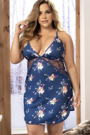 Plus Size Floral Print Chemise