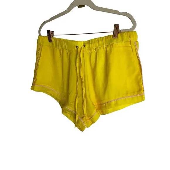 Plush Revolve Luxury Satin Pajama Shorts Set Sleepwear Yellow Pink Size Medium