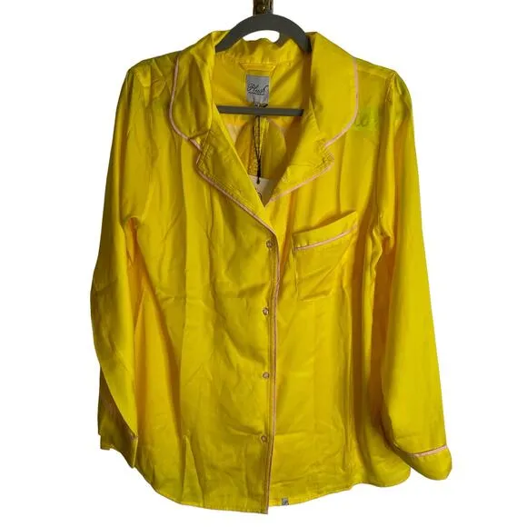 Plush Revolve Luxury Satin Pajama Shorts Set Sleepwear Yellow Pink Size Medium