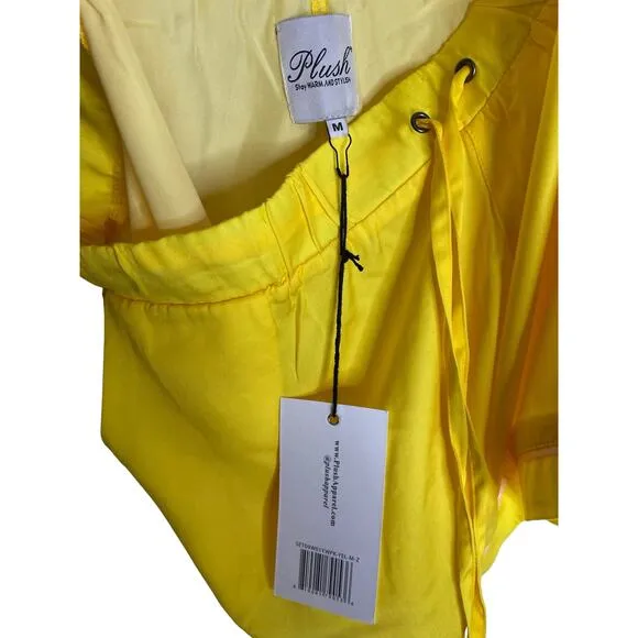 Plush Revolve Luxury Satin Pajama Shorts Set Sleepwear Yellow Pink Size Medium