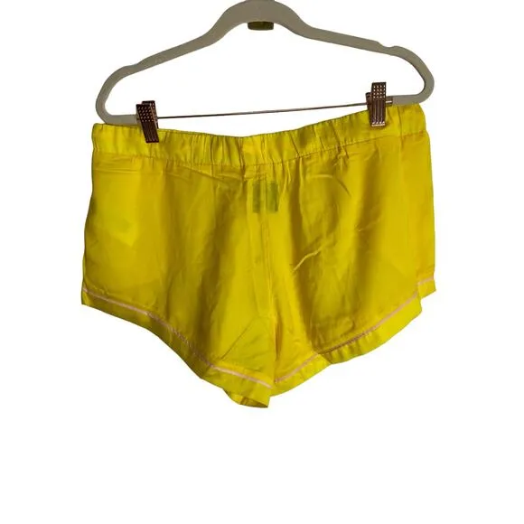 Plush Revolve Luxury Satin Pajama Shorts Set Sleepwear Yellow Pink Size Medium
