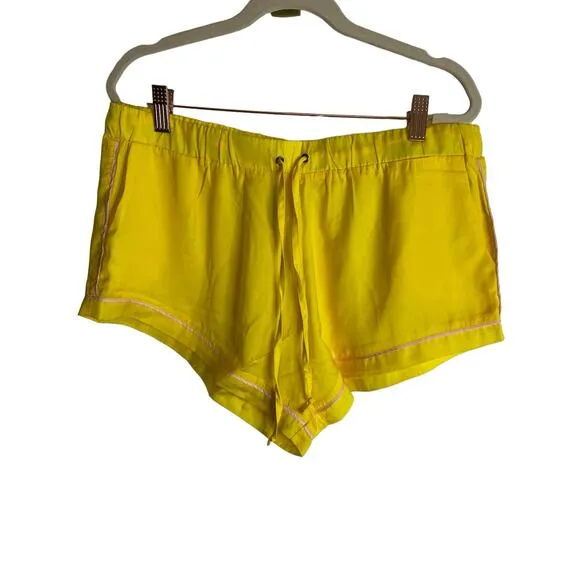 Plush Revolve Luxury Satin Pajama Shorts Set Sleepwear Yellow Pink Size Medium