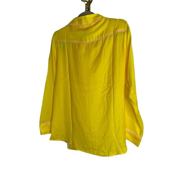 Plush Revolve Luxury Satin Pajama Shorts Set Sleepwear Yellow Pink Size Medium