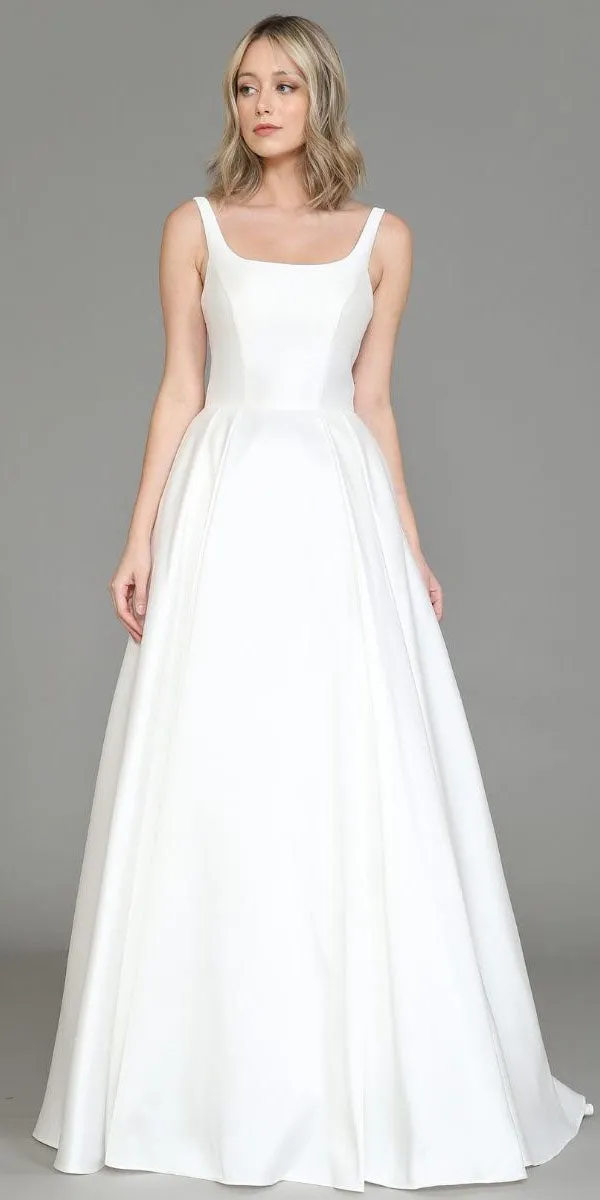 Poly USA 8528 Long Classic A-Line Gown with Pockets Corset Back